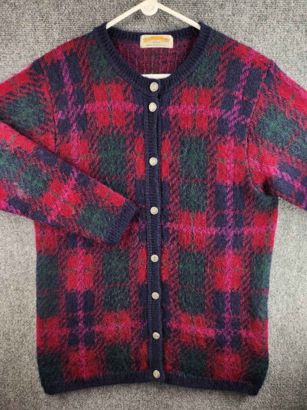 VTG James Pringle Weavers Of Inverness Sweater Large Mohair Blend Cardigan Women